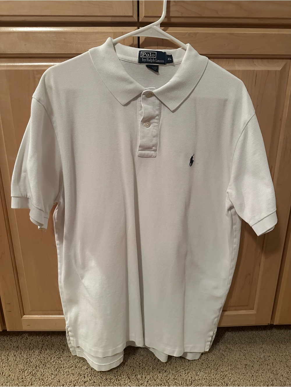 Ralph Lauren White Polo with Navy Pony Logo-small light standby pony.